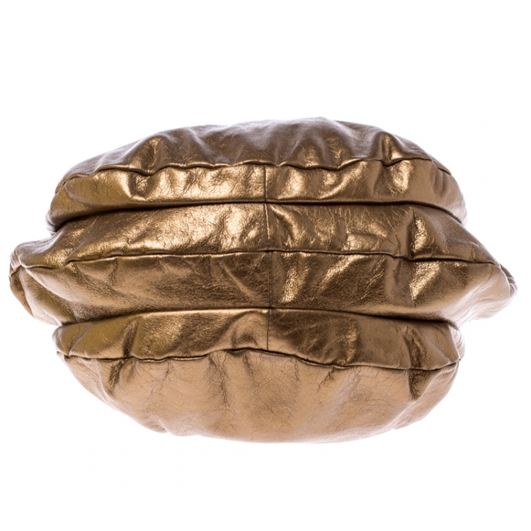 Pre Owned Marc by Marc Jacobs Metallic Gold Leather Classic Q Hillier Hobo