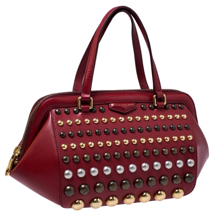 مملوكة مسبقًا  Marc by Marc Jacobs Red Leather Studded Thunderdome Satchel