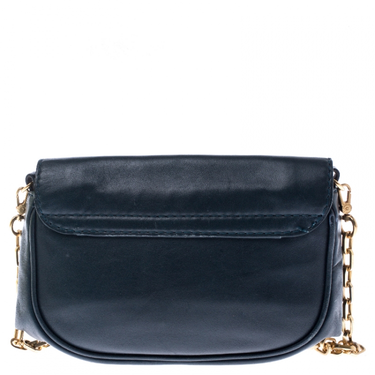 Pre Owned Marc by Marc Jacobs Dark Green Leather Turnlock Crossbody Bag