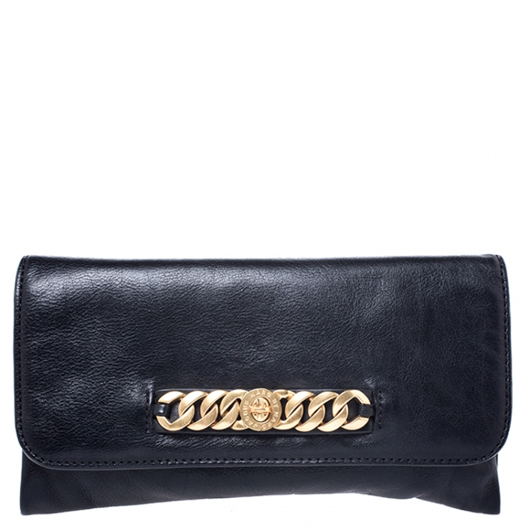Pre Owned Marc by Marc Jacobs Black Leather Katie Flap Clutch