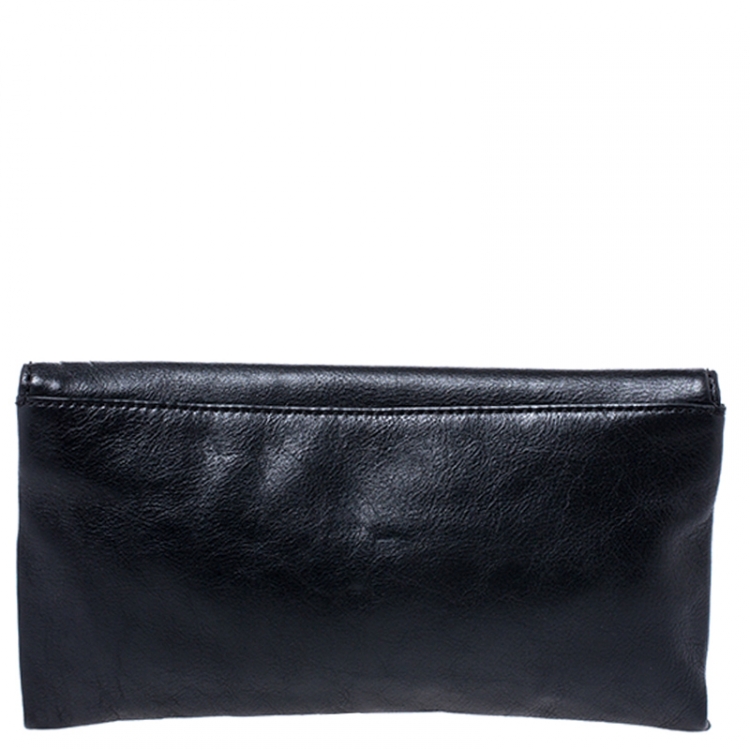 Pre Owned Marc by Marc Jacobs Black Leather Katie Flap Clutch