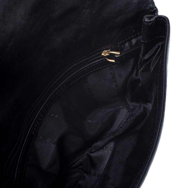 Pre Owned Marc by Marc Jacobs Black Leather Katie Flap Clutch