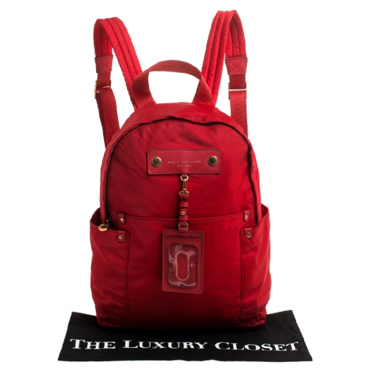 Pre Owned Marc by Marc Jacobs Red Nylon and Leather Preppy Backpack