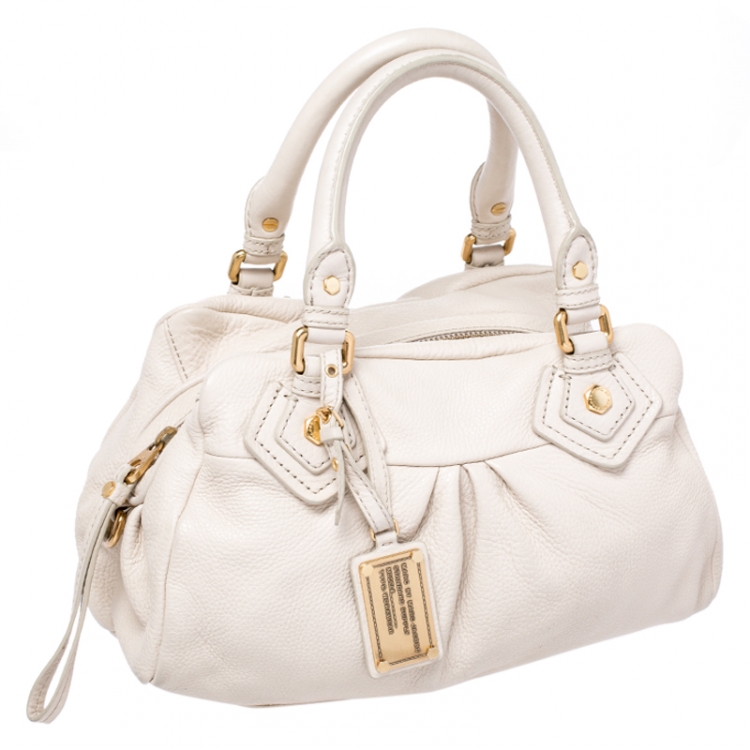 Pre Owned Marc by Marc Jacobs Cream Leather Classic Q Baby Groovee Bag