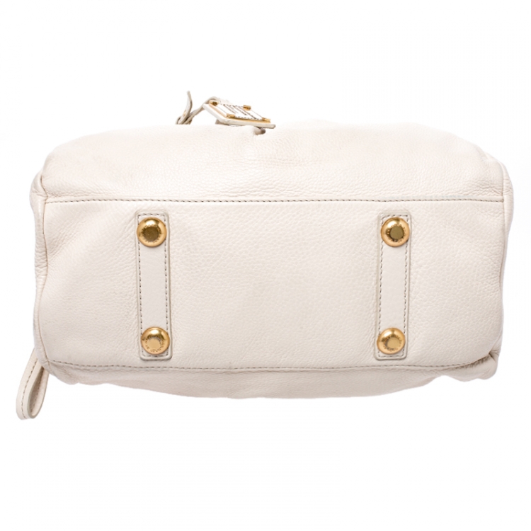 Pre Owned Marc by Marc Jacobs Cream Leather Classic Q Baby Groovee Bag