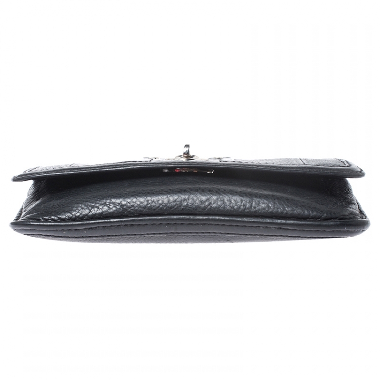 Pre Owned Marc by Marc Jacobs Black Leather Turnlock Flap Wallet