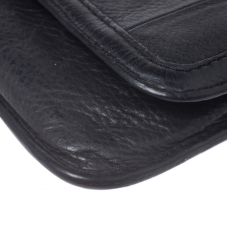 Pre Owned Marc by Marc Jacobs Black Leather Turnlock Flap Wallet