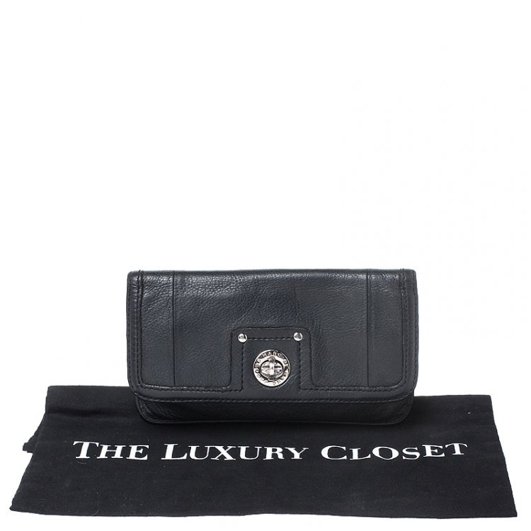 Pre Owned Marc by Marc Jacobs Black Leather Turnlock Flap Wallet