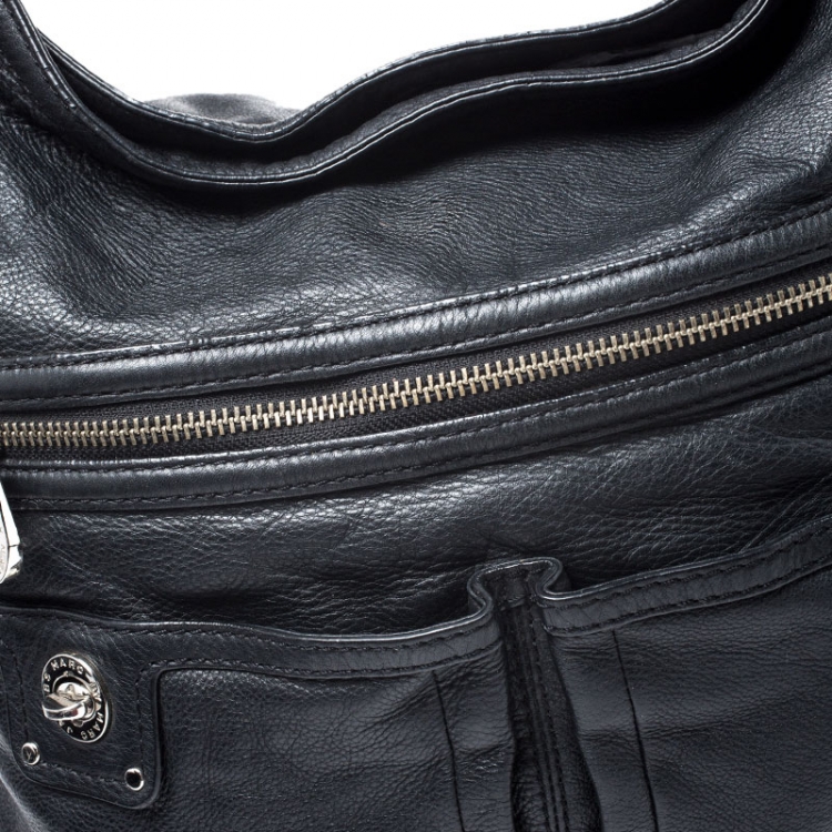 Pre Owned Marc by Marc Jacobs Black Leather Front  Zip Hobo