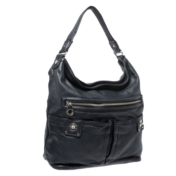 Pre Owned Marc by Marc Jacobs Black Leather Front  Zip Hobo