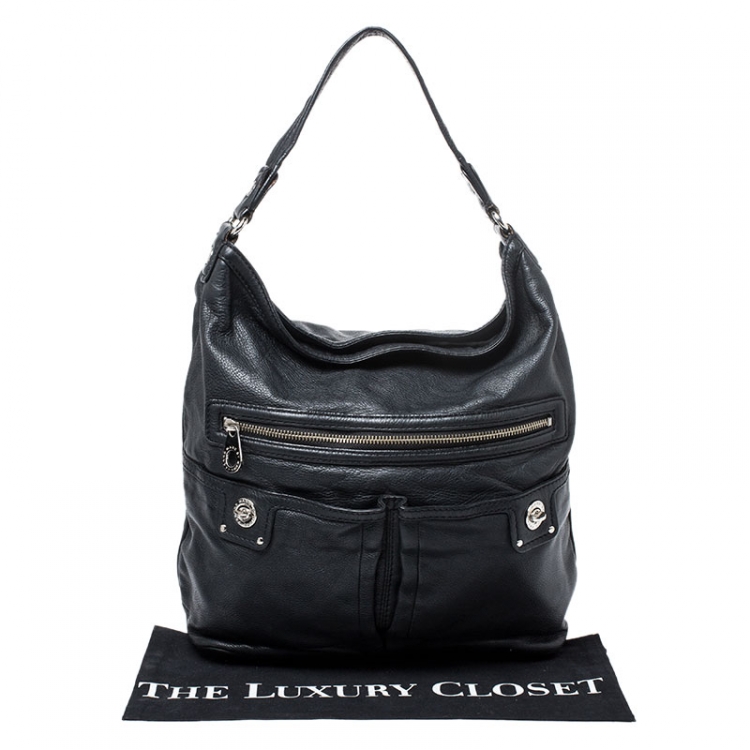Pre Owned Marc by Marc Jacobs Black Leather Front  Zip Hobo
