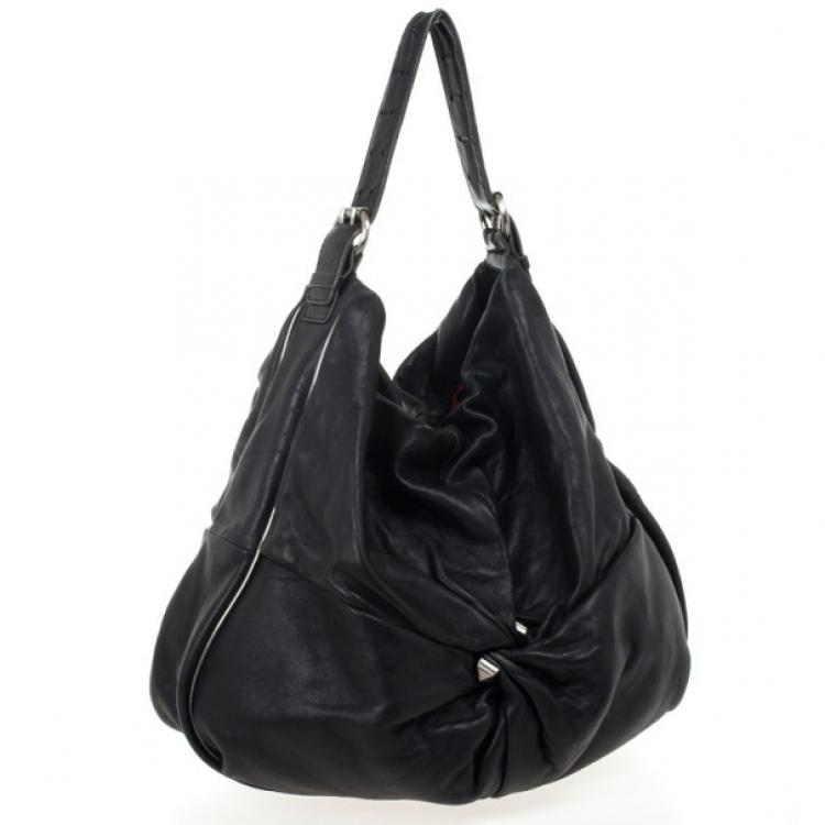 Pre Owned Marc by Marc Jacobs Black Leather Twisted Knot Hobo