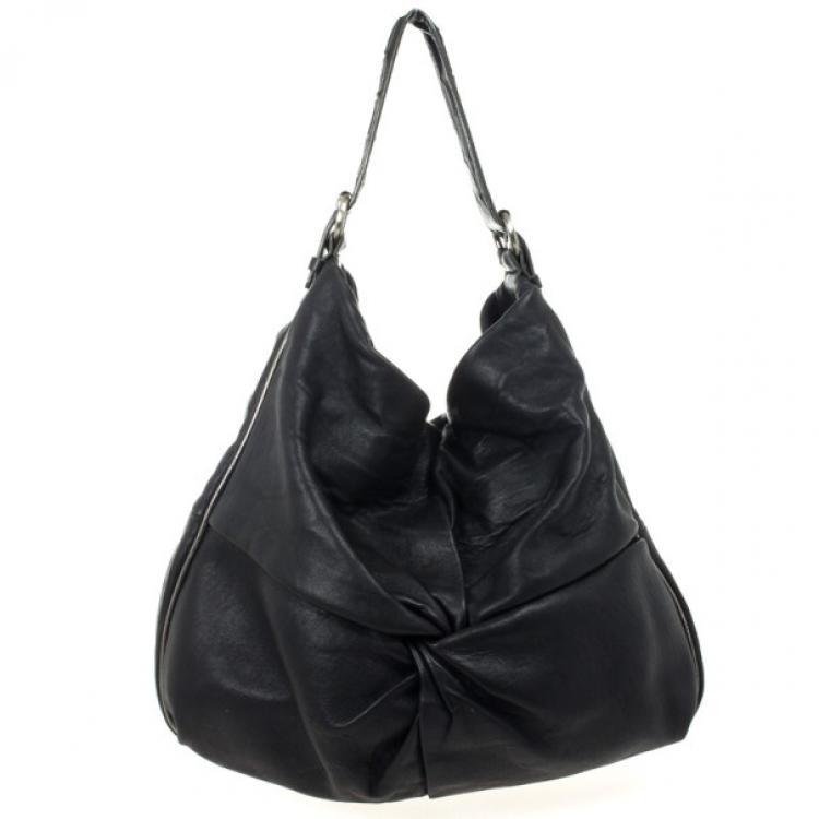 Pre Owned Marc by Marc Jacobs Black Leather Twisted Knot Hobo