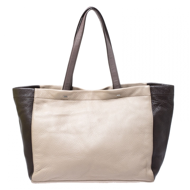 Pre Owned Marc by Marc Jacobs Beige/Brown Leather What's The T Woodland Tote 
