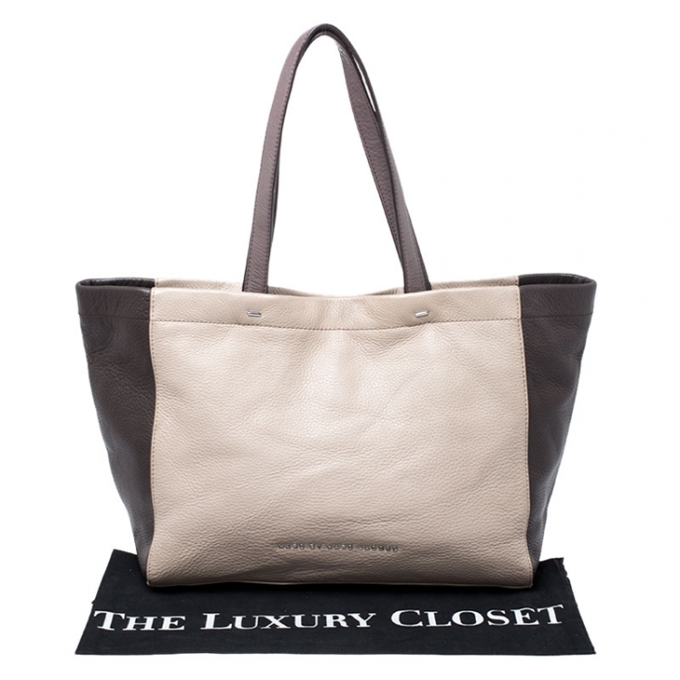 Pre Owned Marc by Marc Jacobs Beige/Brown Leather What's The T Woodland Tote 