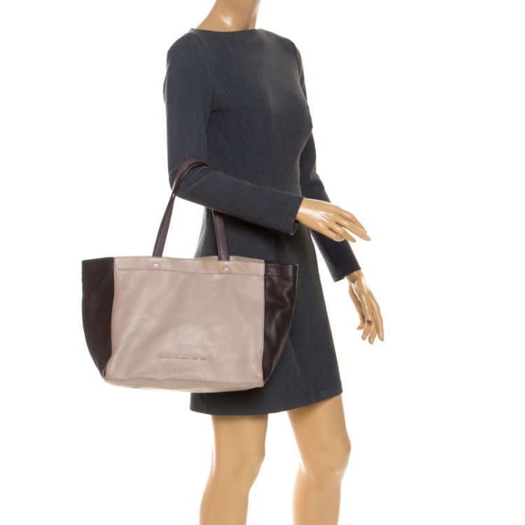 Pre Owned Marc by Marc Jacobs Beige/Brown Leather What's The T Woodland Tote 