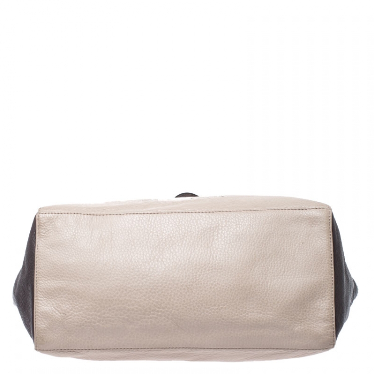 Pre Owned Marc by Marc Jacobs Beige/Brown Leather What's The T Woodland Tote 