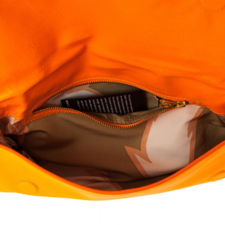 Pre Owned Marc by Marc Jacobs Katie Neon Orange Leather Clutch