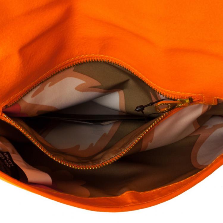 Pre Owned Marc by Marc Jacobs Katie Neon Orange Leather Clutch