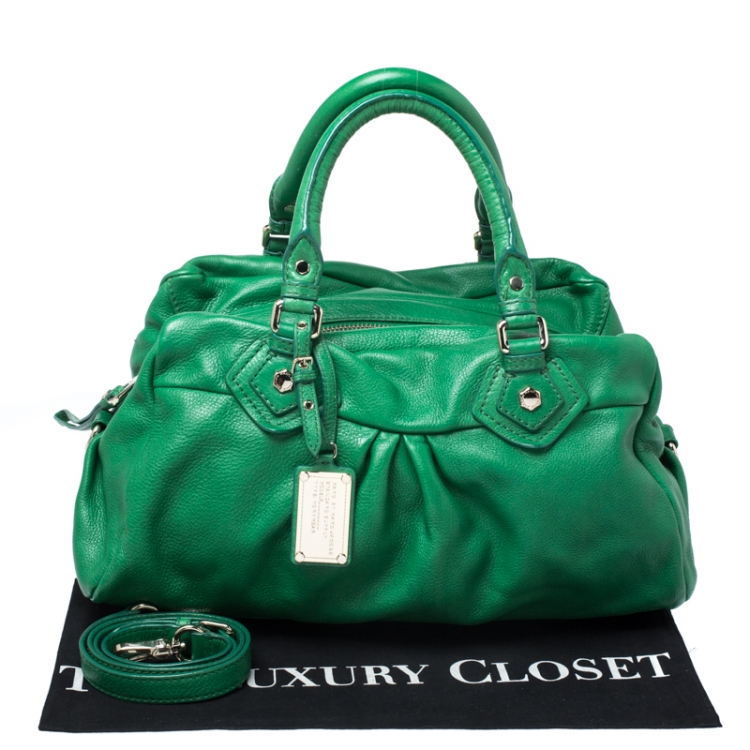 Pre Owned Marc by Marc Jacobs Green Leather Classic Q Groove Shoulder Bag