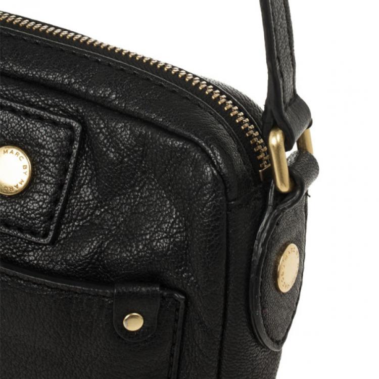 Pre Owned Marc by Marc Jacobs Black Preppy Camera Buffalo Leather Crossbody Bag