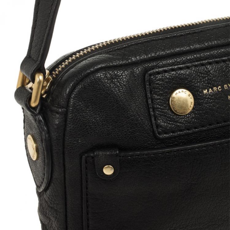Pre Owned Marc by Marc Jacobs Black Preppy Camera Buffalo Leather Crossbody Bag