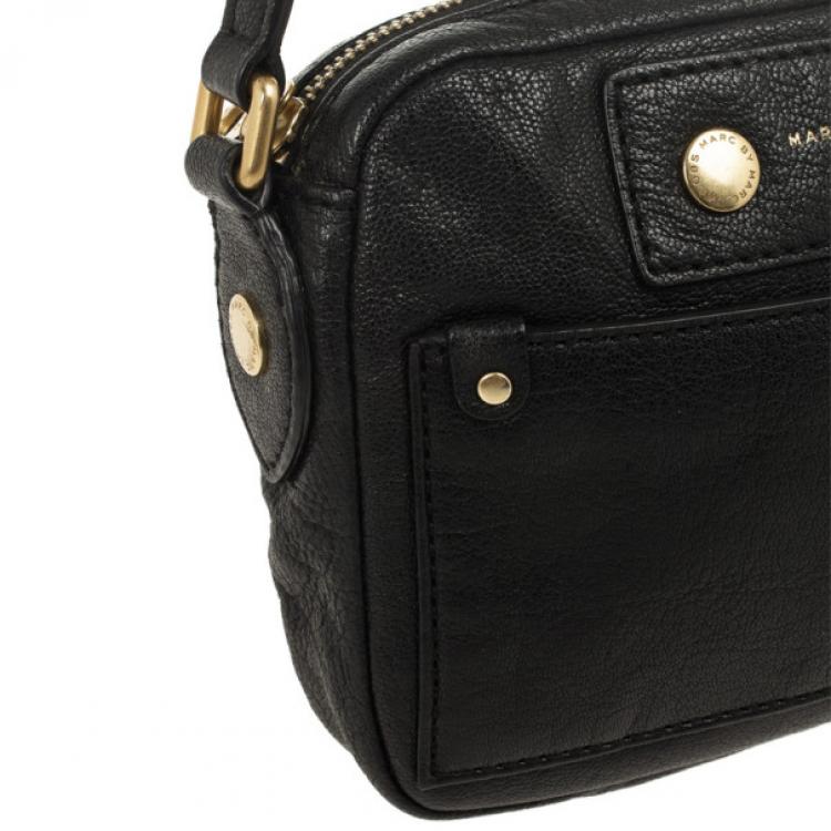 Pre Owned Marc by Marc Jacobs Black Preppy Camera Buffalo Leather Crossbody Bag