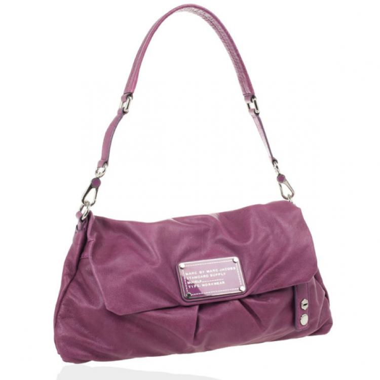 مملوكة مسبقًا Marc by Marc Jacobs Purple Leather Dr. Q Convertible Clutch