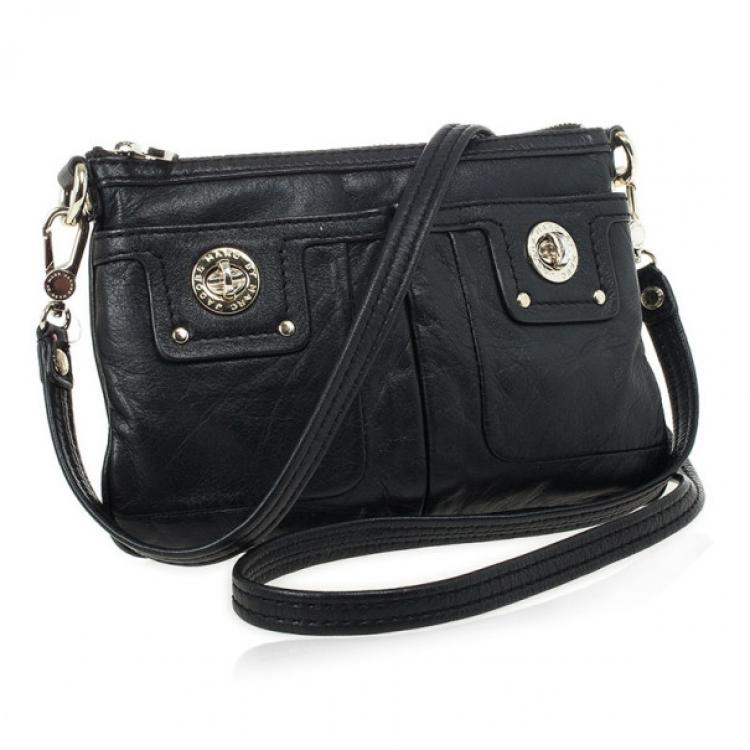 Pre Owned Marc by Marc Jacobs Black Leather Totally Turnlock Percy Crossbody Clutch