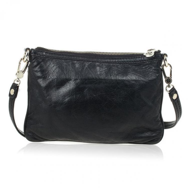 Pre Owned Marc by Marc Jacobs Black Leather Totally Turnlock Percy Crossbody Clutch