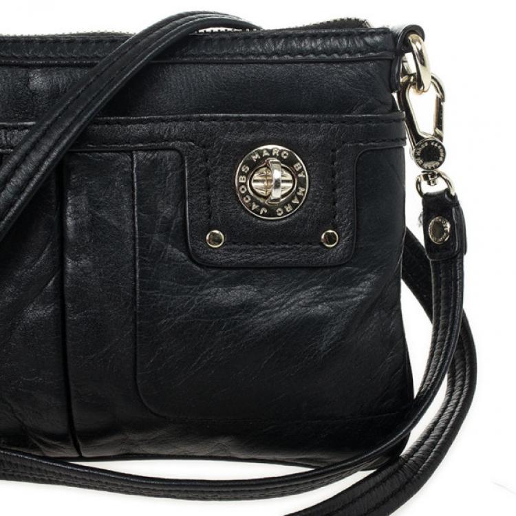 Pre Owned Marc by Marc Jacobs Black Leather Totally Turnlock Percy Crossbody Clutch