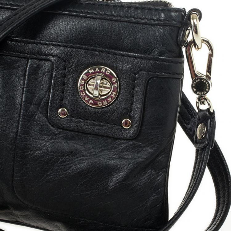 Pre Owned Marc by Marc Jacobs Black Leather Totally Turnlock Percy Crossbody Clutch
