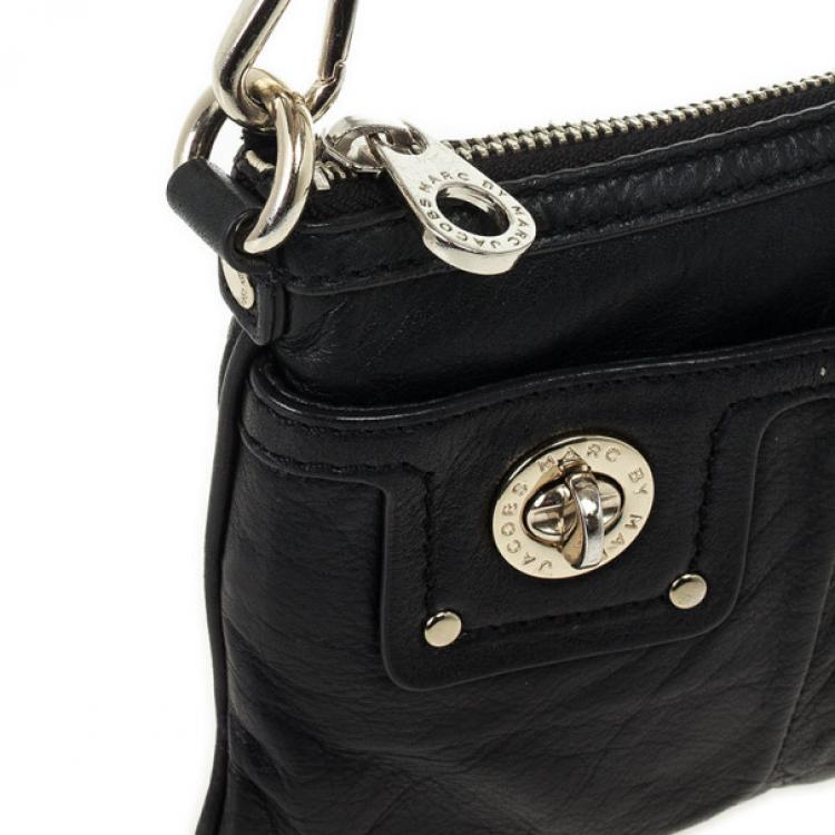 Pre Owned Marc by Marc Jacobs Black Leather Totally Turnlock Percy Crossbody Clutch