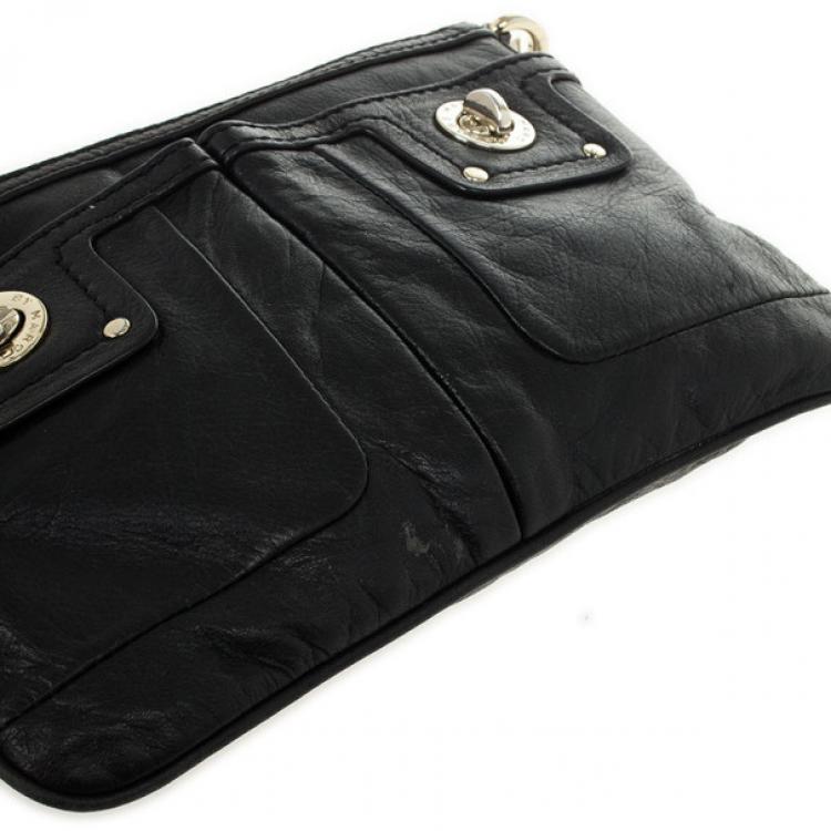 Pre Owned Marc by Marc Jacobs Black Leather Totally Turnlock Percy Crossbody Clutch