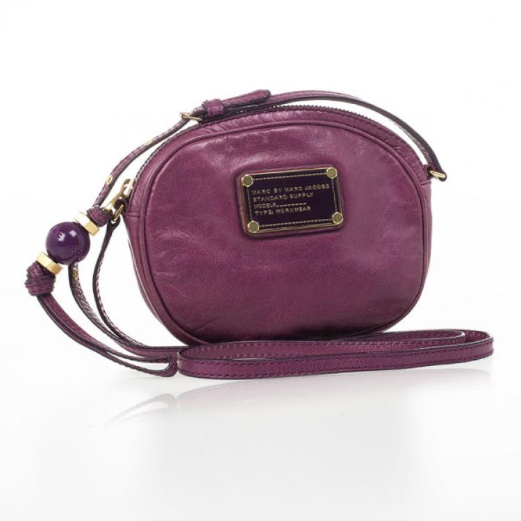 Pre Owned Marc by Marc Jacobs Purple Classic Round Crossbody