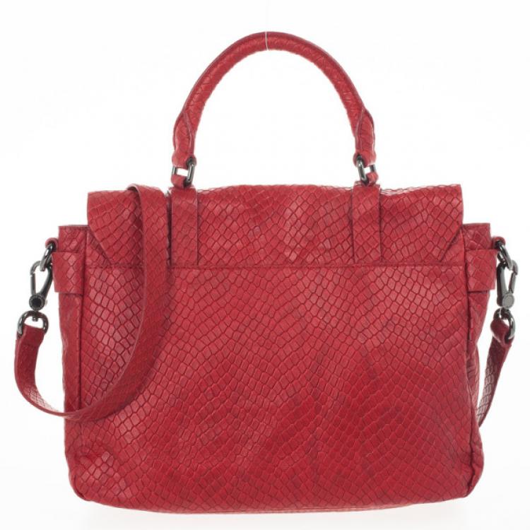 Pre Owned Marc by Marc Red Werdie Snake-Effect Leather Messenger Bag