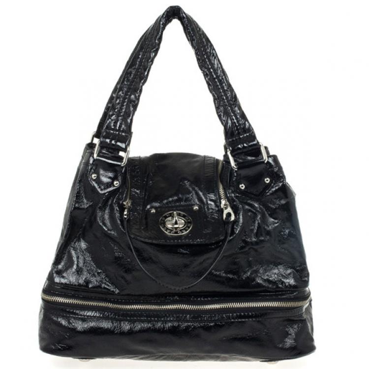 marc jacobs black patent leather handbag