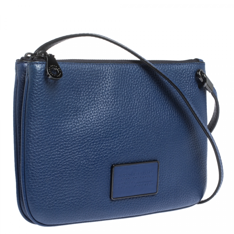 Pre Owned Marc By Marc Jacobs Royal Blue Leather Ligero Double Percy Crossbody Bag