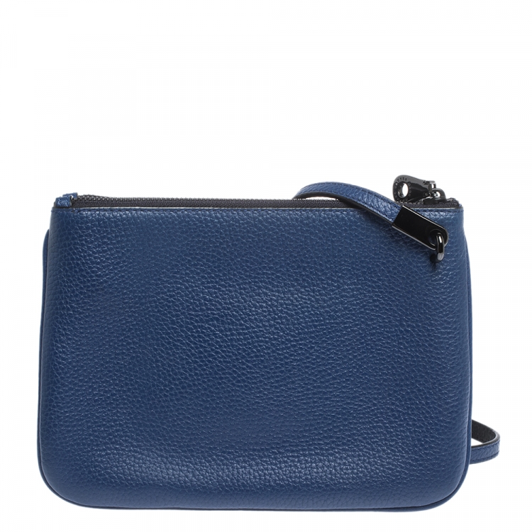 Pre Owned Marc By Marc Jacobs Royal Blue Leather Ligero Double Percy Crossbody Bag