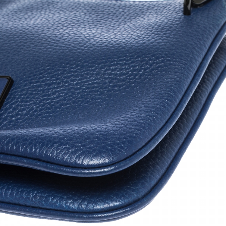 Pre Owned Marc By Marc Jacobs Royal Blue Leather Ligero Double Percy Crossbody Bag