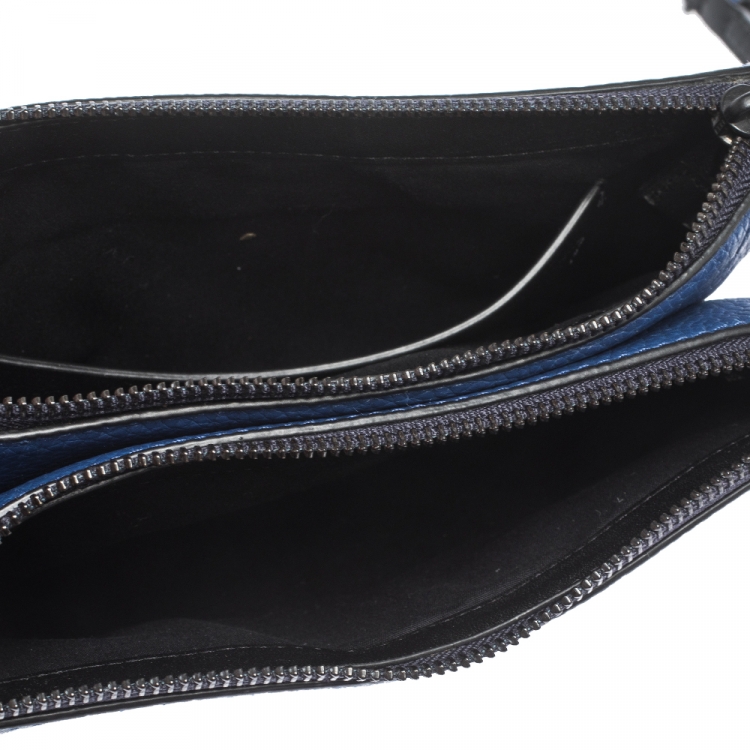 Pre Owned Marc By Marc Jacobs Royal Blue Leather Ligero Double Percy Crossbody Bag