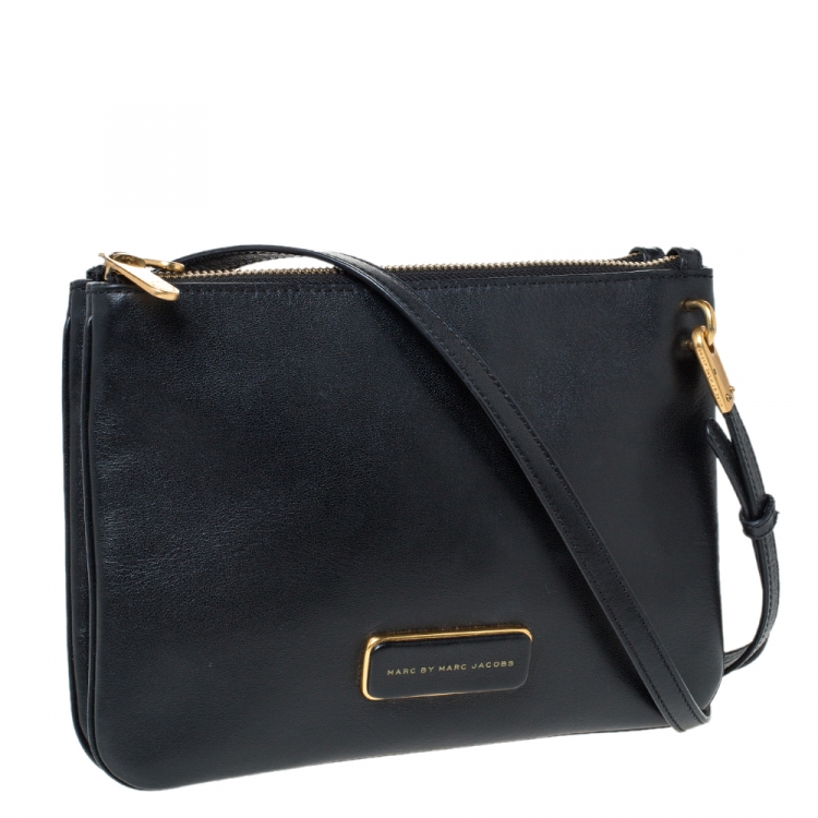 Pre Owned Marc By Marc Jacobs Black Leather Ligero Double Percy Crossbody Bag