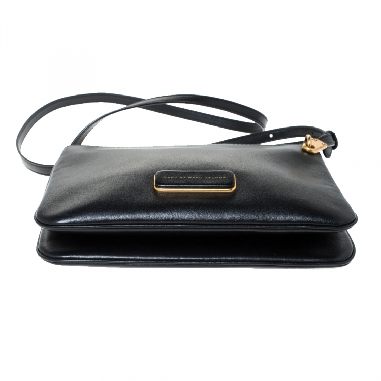 Pre Owned Marc By Marc Jacobs Black Leather Ligero Double Percy Crossbody Bag