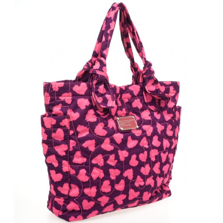Pre Owned Marc by Marc Jacobs Tate Medium Heart-Print Nylon Tote