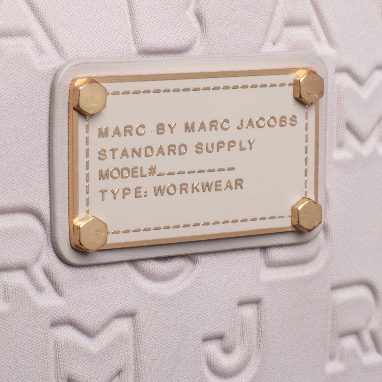 Pre Owned Marc by Marc Jacobs Beige Dreamy Logo Fabric Laptop Bag