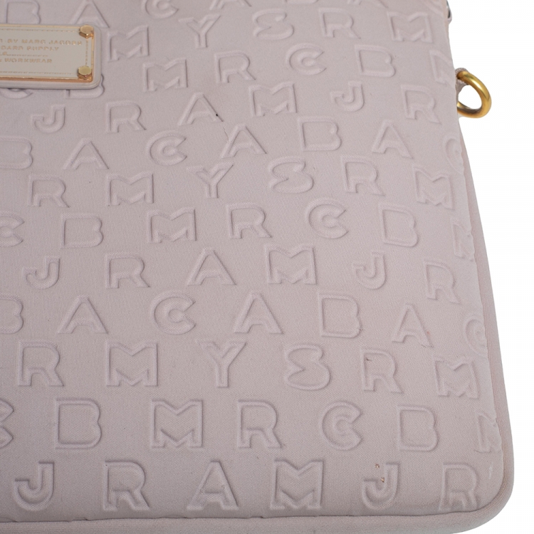 Pre Owned Marc by Marc Jacobs Beige Dreamy Logo Fabric Laptop Bag