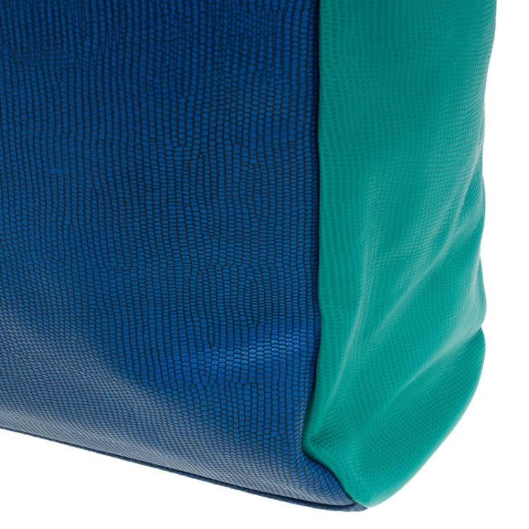 Pre Owned Marc by Marc Jacobs Blue/Green Lizard Stamped Leather Take Me Tote