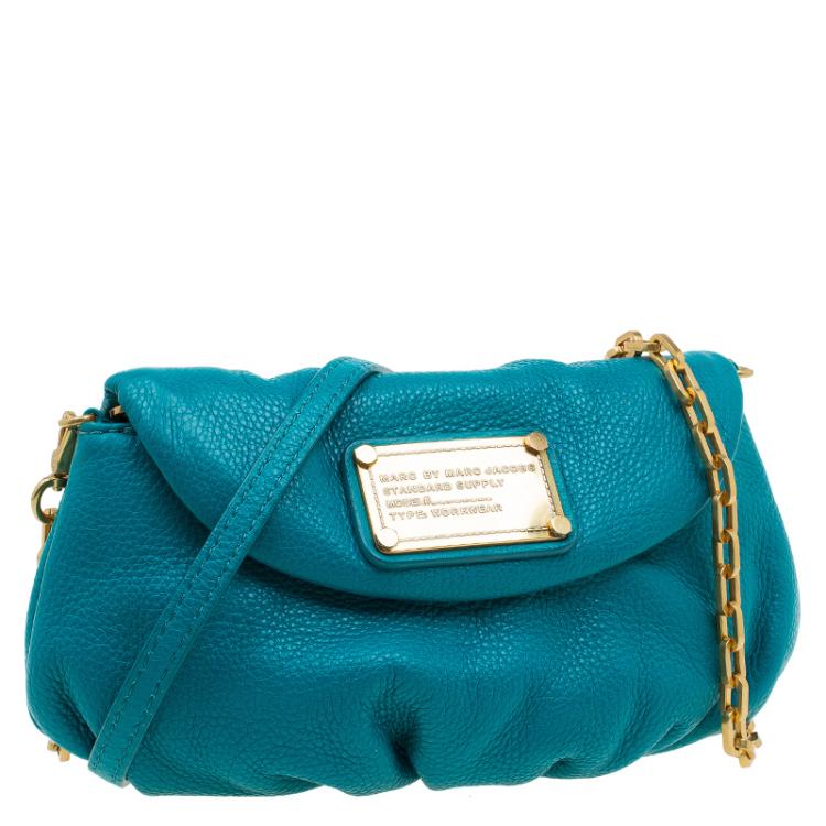 Pre Owned Marc By Marc Jacobs Turquoise Leather Classic Q Karlie Bag