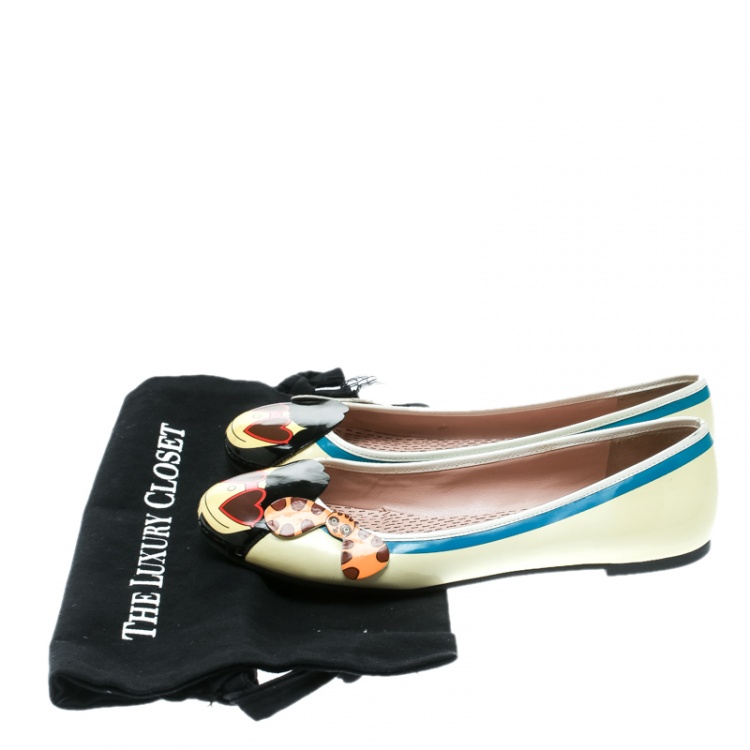 Pre Owned Marc by Marc Jacobs Multicolor Patent Leather Ballet Flats Size 38.5