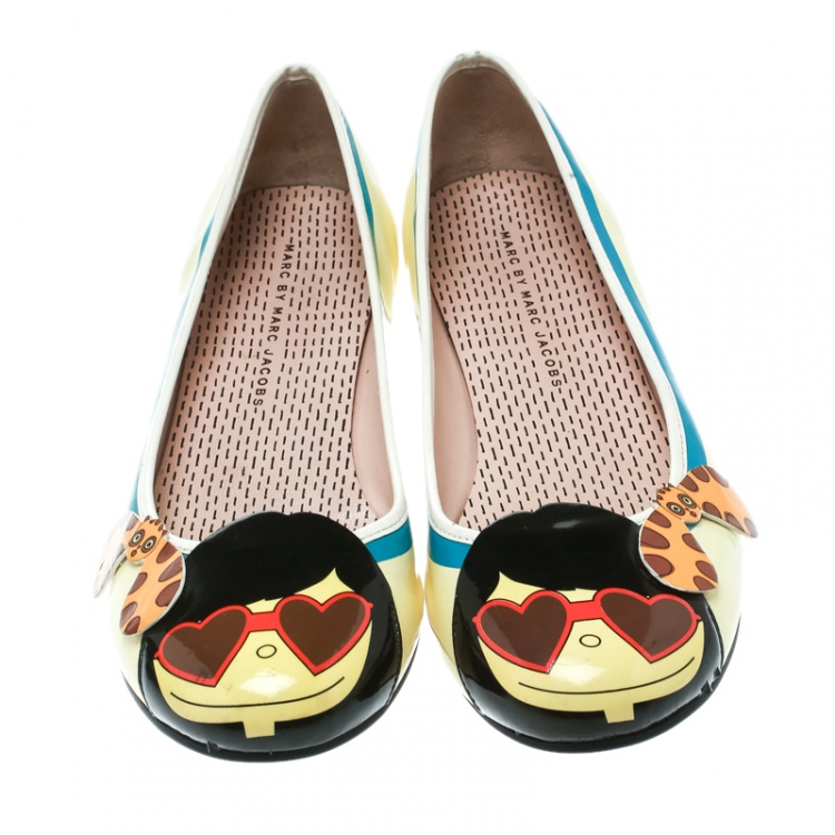 Pre Owned Marc by Marc Jacobs Multicolor Patent Leather Ballet Flats Size 38.5